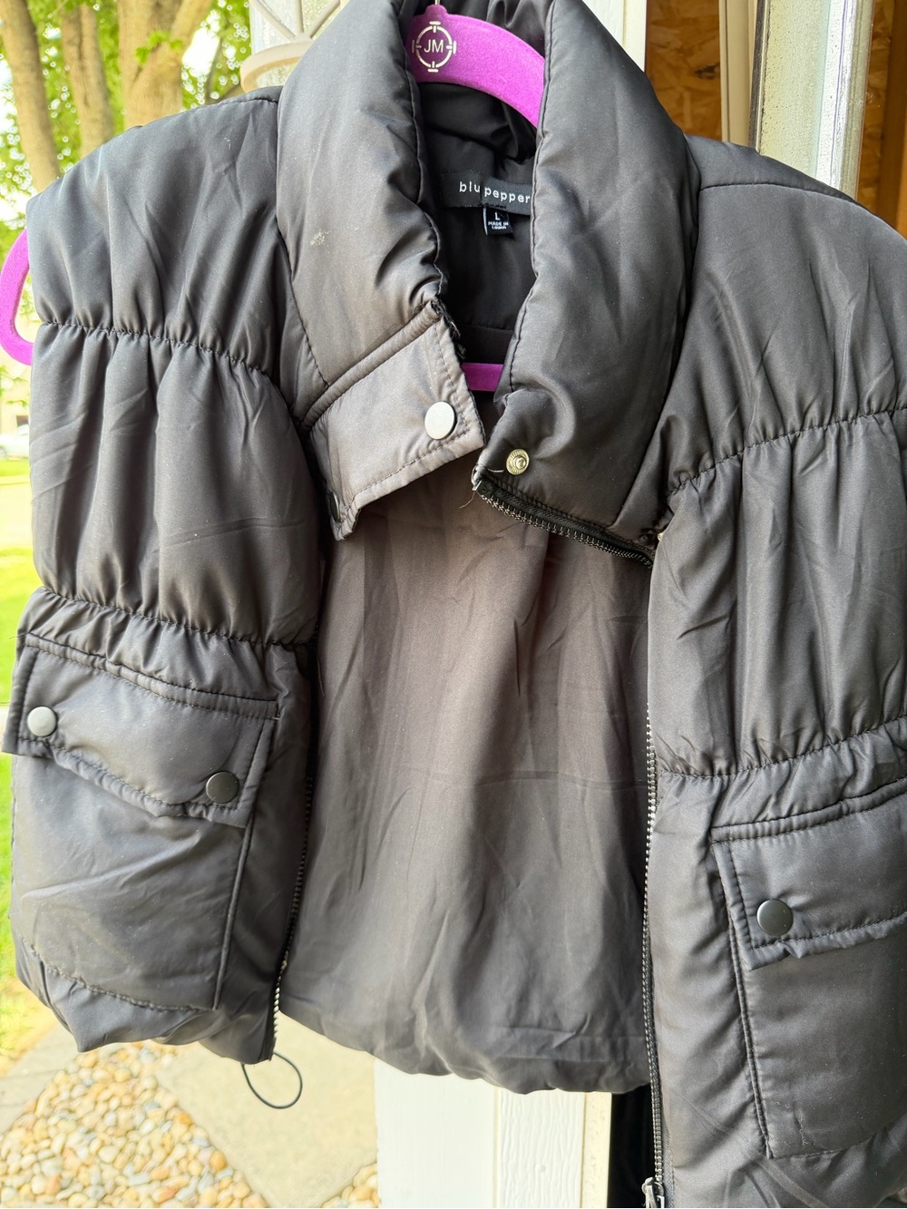 Blu Pepper Black Quilted Puffer Jacket